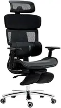 Ergolux Pro Max Ergonomic Mesh Office Chair with Footrest (Black) - ELMAXERGFBA
