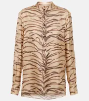 [Stella McCartney] Stella McCartney Printed silk shirt AU 18 beige