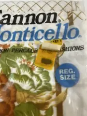 NEW/PK Cannon No-Iron Percale Brown Green Blue Floral Standard Set 2 Pillowcases