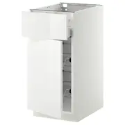 METOD / MAXIMERA base cab w wire basket/drawer/door, white/Ringhult white, 40x60x80 cm