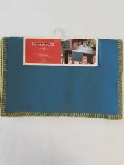 Opalhouse Table Runner Blue W/Yellow Stitch 14" X 72" 100% Cotton BNWT!
