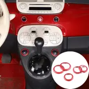 4PCS Red Alloy Double Flash Glass Lifting Ring For Fiat 500 2010-2022