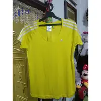 在飛比找蝦皮購物優惠-ADIDAS 女 休閒 黃色 運動衫 短袖 XL 排汗衫 4