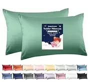 Deep Dream Toddler Pillowcases for 13x18 Pillow 2 Pack, 100% Cotton Travel Pillow Case Cover, 600 Thread Count Soft & Breathable Small Pillow Cases with Envelope Closure, Forest Green