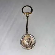 Vintage Moon Landing July 20 1969 goldtone Keychain Armstrong Collins Aldrin *S