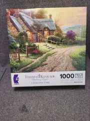 1000 Piece Jigsaw Puzzle Thomas Kinkade “A Peaceful Time” Cottage 27” x 19” NIP