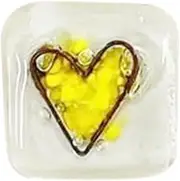 Xunweiad Pocket Token Glass Heart Card Keepsake Gift -Heart Keepsake Pocket Cards-Fused Glass Heart Pocket Token Yellow