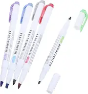 KAILIKETIY 5pcs Dual Ended Fluorescent Color Pens for Calligraphy Drawing Aesthetic Coloring Vibrant Ink Comfortable Grip Office Supplies High Visibility Markers