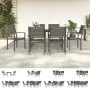 5 Piece Garden Dining Set Black Steel and Textilene vidaXL