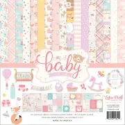 Echo Park Hello Baby It's a Girl Collection Kit 12"x12" Paper Stickers Made USA