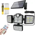 8000LM 198 LED Solar Outdoor Lights Security Spot Lights 4 Adjustable Heads Moti