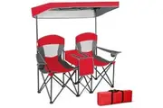 Giantex Double Sunshade Folding Chair Outdoor 2-person Camping Chair Red