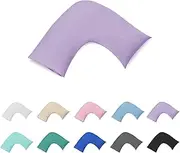 100% Cotton 300TC V Shape/U Shape/Boomerang/Tri Pillowcase/Maternity Support - Percale Cotton Envelope Style Machine Washable (Purple)