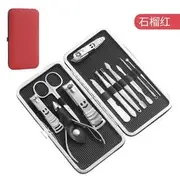 School Time - Set of 12: Stainless Steel Manicure Kit Set Of 12 - Red - One Size