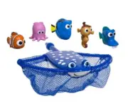 DISNEY Water Bath Pool Toy DORY NEMO Sheldon Pearl Kathy Mr. Ray Dive Catch Net