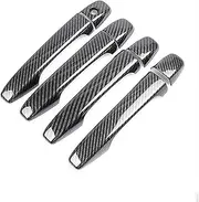 for Toyota, Venza 2008~2017 AV10 Carbon Fiber Car Door Handle Cover Pad Sticker Overlay Styling Accessories Car Door Handle Overlay(Black No Keyless Entry)