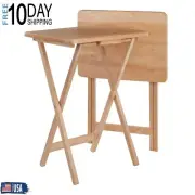 Table Snack Coffee Tray Stand Folding Furniture Wood Natural Camping Picnic 2PCS