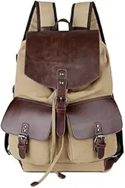 [Antoine & Stanley] Rucksack Khaki Leather/Canvas Bag