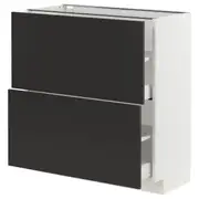 METOD / MAXIMERA base cabinet with 2 drawers, white/Nickebo matt anthracite, 80x37x80 cm