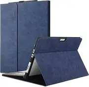 QUAGGY 13 inch Case for Microsoft Surface Pro 11 / Por 10 / Por 9 / Por 8 - Multiple Angle Viewing Portfolio Business Cover with Stylus Holder, Compatible with Type Cover Keyboard. (Blue)