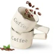 Espresso Cups,2PCS Ceramic Espresso Cups with Double Scale,90ML Expresso Shots