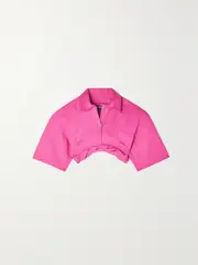 [Jacquemus] Jacquemus - Cropped Draped Cotton And Linen-blend Top - Pink - FR 32 FR 32 Pink