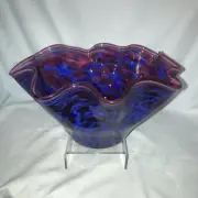 Floppy Bowl Glass Eye Studio Pink & Blue 9" Diameter Handmade in USA $99.99