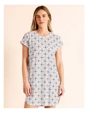 [Soho] Everyday PVE Short Sleeve Nightie in Multi Tile Print