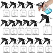 24 Pcs Plastic Spray Bottles, 8 oz Empty Refillable Spray Bottles with Adjustable Nozzles & Dual Scales, Small Leak-Proof Sprayers for Hair Care, Gardening, Cleaning, Black Bottle Head with Scale