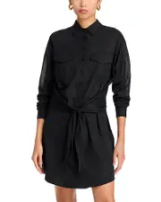 Aqua Tie Front Shirt Dress - Exclusive
