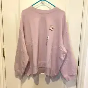 NWT Mofusand x Uniqlo Collab Printed Embroidered Sweatshirt in Pink Women's XXL