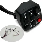 TKTGNVNZKA Motorcycle Handlebar Switches Fit for Modify Police Motorcycle Lamp Alarm Warning Microphone Volume Control Button(Type B)