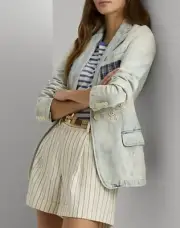 NWT Lauren Ralph Lauren Women's Denim Patchwork Jacket Blazer SZ. 14 New $295