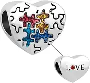 [Chili Jewelry] Autism Awareness Heart Puzzle Charm Compatible with Pandora Charms Bracelets