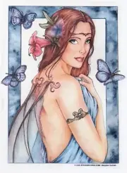 MEDIEVAL Arthurian ANGEL FAIRY Blue Butterfly FAERIE VINYL STICKER/Car DECAL