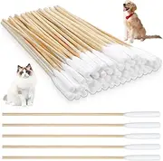 Ptwola 500PCS Large Cotton Swabs for Dogs Ears, 6 Inch Long Lint-Free Dog Ear Cleaning Q Tips Bamboo Handle Soft Gentle Swab for Medium Large Pet Care Wax Removal Wound Treatment Makeup