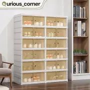Foldable Shoe Rack 24 Pairs Clear Case Storage Box Portable Sneakers Organizer