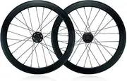 MirOdo 451 Bike Wheelset 22" 24 Holes Aluminum Alloy Double Wall Rim 40mm Rim Depth 4 Bearings Side Pull Disc Brake Hub QR-100/135mm Folding Bike Wheel Set for 8-12 Speed Cassette
