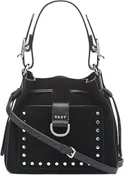 [DKNY] Wayne Suede Leather Drawstring Bucket Shoulder Bag - Black