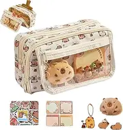 Cute Pencil Case, Capybara Pencil Case 9-Layer Large Capacity Wide Opening Cute with 20 for Children