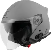 Bogotto H586 BT Solid Bluetooth Jet Helmet, grey, Size L for Men