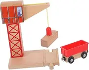 WHAMVOX Train Crane Railway Train Part Accessory Safe Wood Rail Crane Toy for Boys and Girls Play