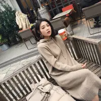 在飛比找蝦皮商城優惠-胖胖美依 針織裙 毛衣裙 連帽 中長版T裙秋冬新款女中長款過