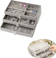Changyeah Jewelry Organizer Box,3 Drawers Acrylic Jewellery Box with Case - Jewellery Boxes & Organisers,Jewelry Box,Jewellery Organiser Storage Case,for Necklace, Ring, Bracelet, and Earring(grey)