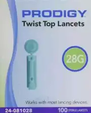 Prodigy Twist Top Lancets Sterile 28G Fine Gauge Tri-Bevel Tip 100ct Pack of 2