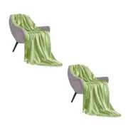 SOGA 2X Green Acrylic Knitted Throw Blankets