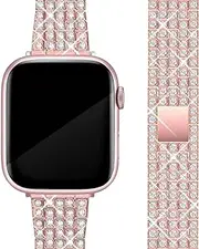 LODKA Watch Band for Apple Watch Bands for Woman Series 9 8 SE 7 6 5 4 3 41mm, 45mm, 44mm, 42mm, 40mm, 38mm, 49mm Diamond Rhinestone Bling Metal Apple Watch Strap