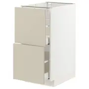 METOD / MAXIMERA base cb 2 fronts/2 high drawers, white/Havstorp beige, 40x60x80 cm