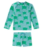 [Stella McCartney Kids] Stella McCartney Kids Printed rashguard top and swim trunks set Y 3 green