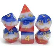 New 7 Piece Polyhedral 'Merica Dice Set With Dice Bag D&D RPG Red White Blue